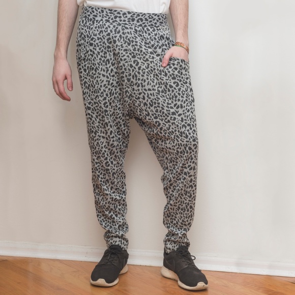 Nappytabs Leopard Harem Dance Pants, Unisex - Picture 1 of 3